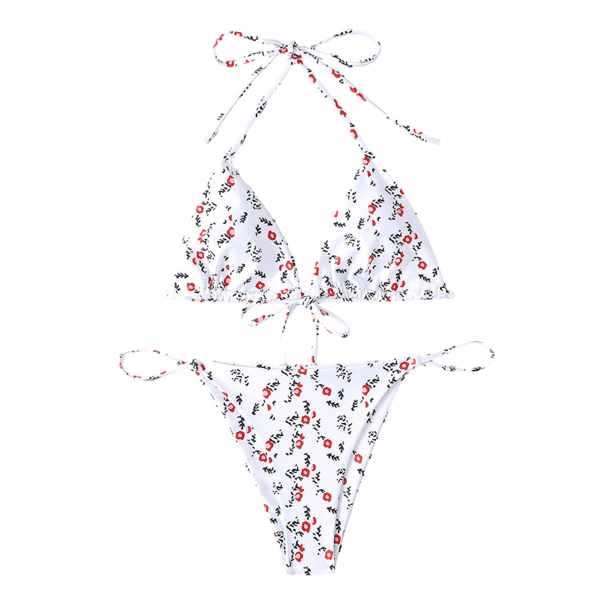 2 Pieces Floral Print Bikini Set Geometric Women Swimwear