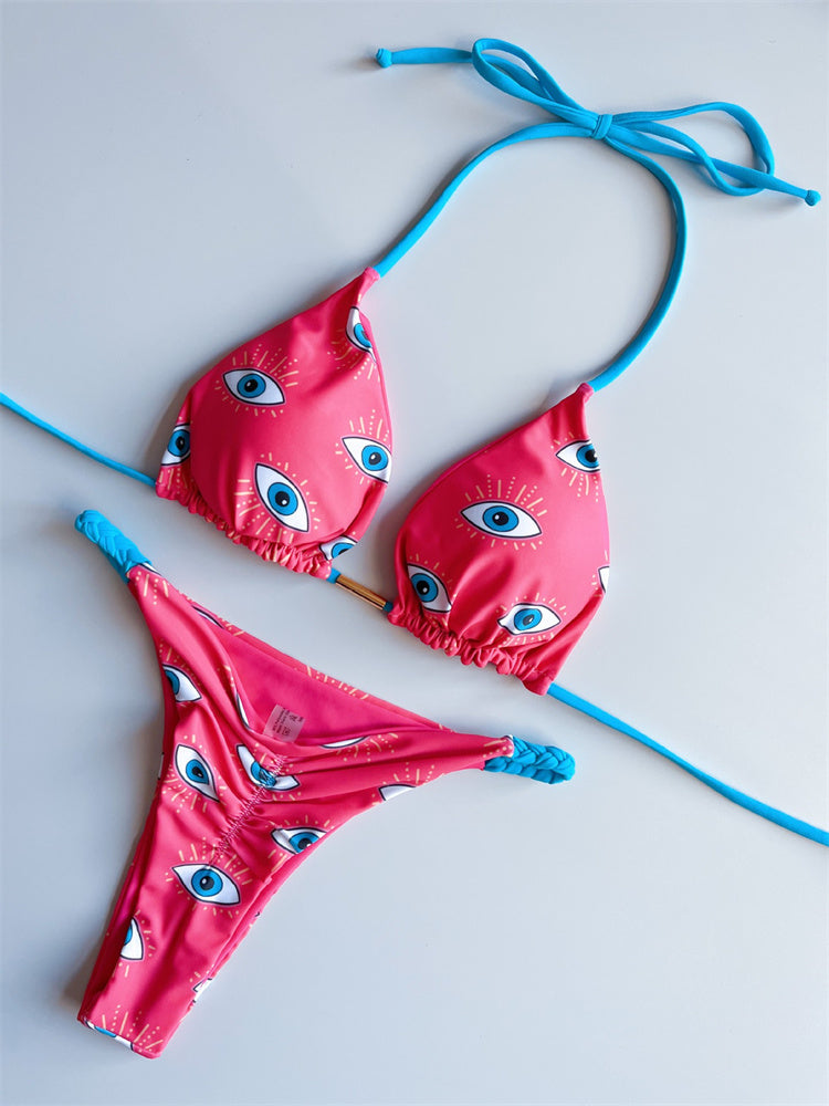 Sexy Leopard Micro Bikini Thong Bikinis Set Brazilian Halter Beach Wear