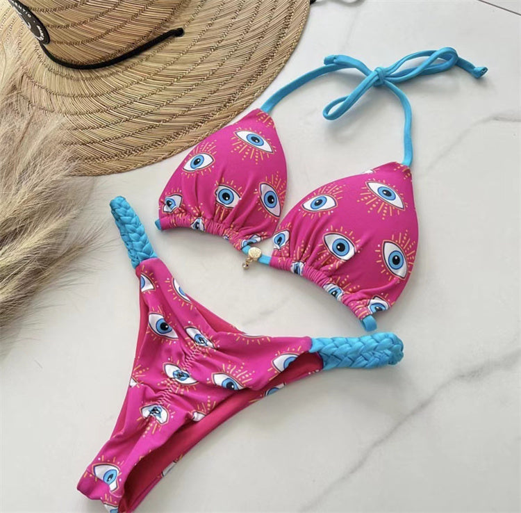 Sexy Leopard Micro Bikini Thong Bikinis Set Brazilian Halter Beach Wear