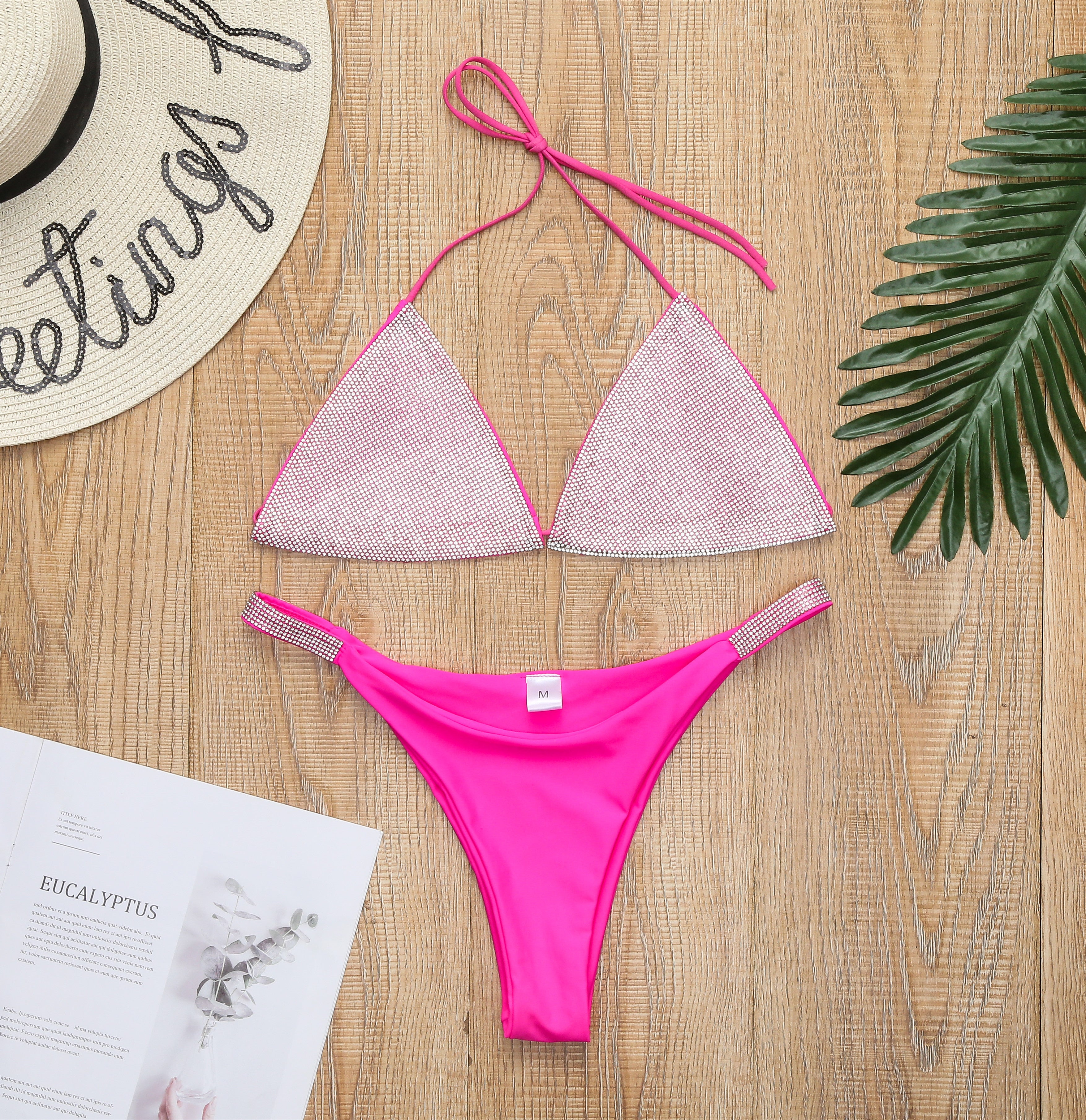 2 pieces sexy sequin diamond Bikini Set patch bandage swimsuit