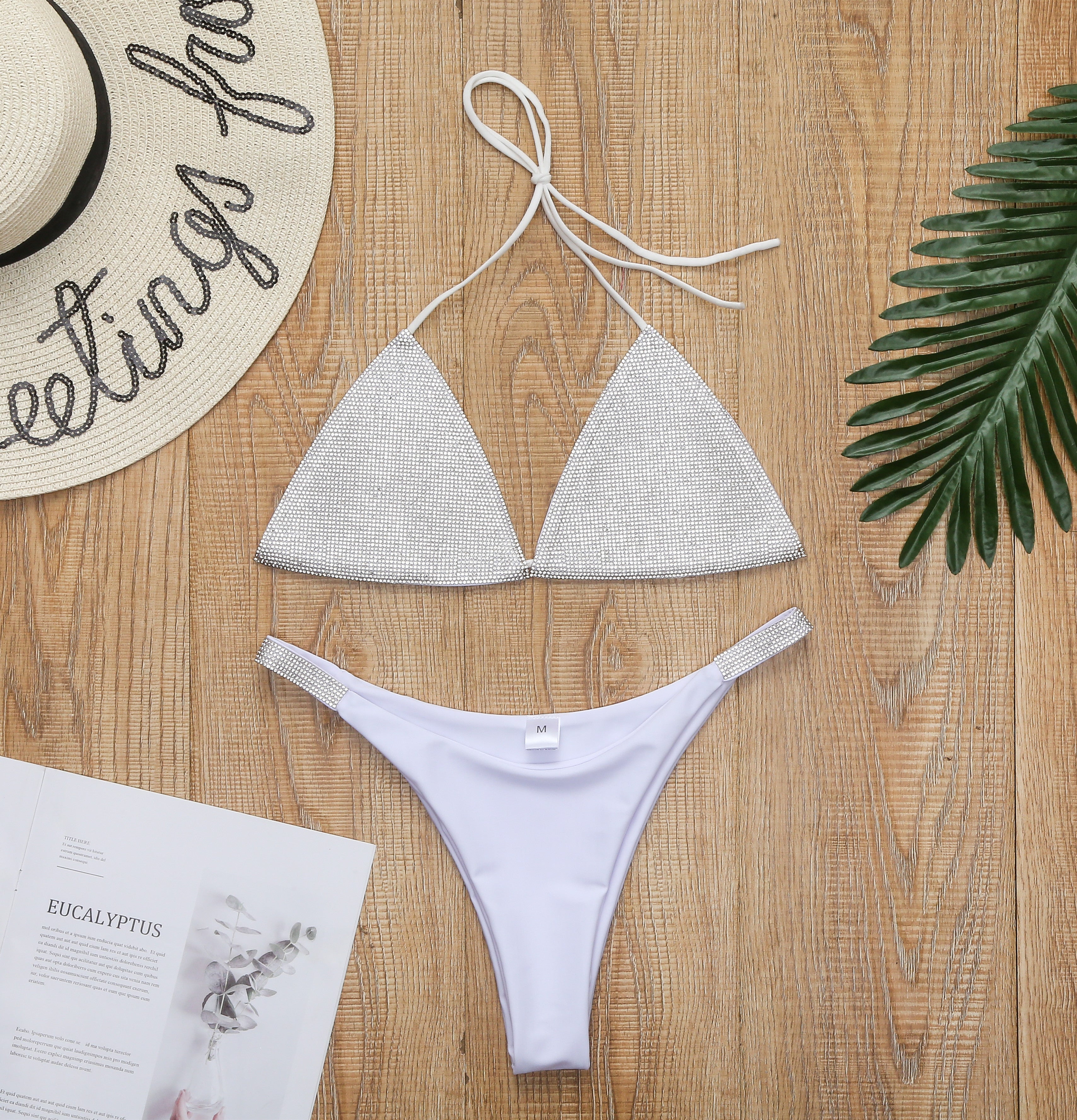2 pieces sexy sequin diamond Bikini Set patch bandage swimsuit